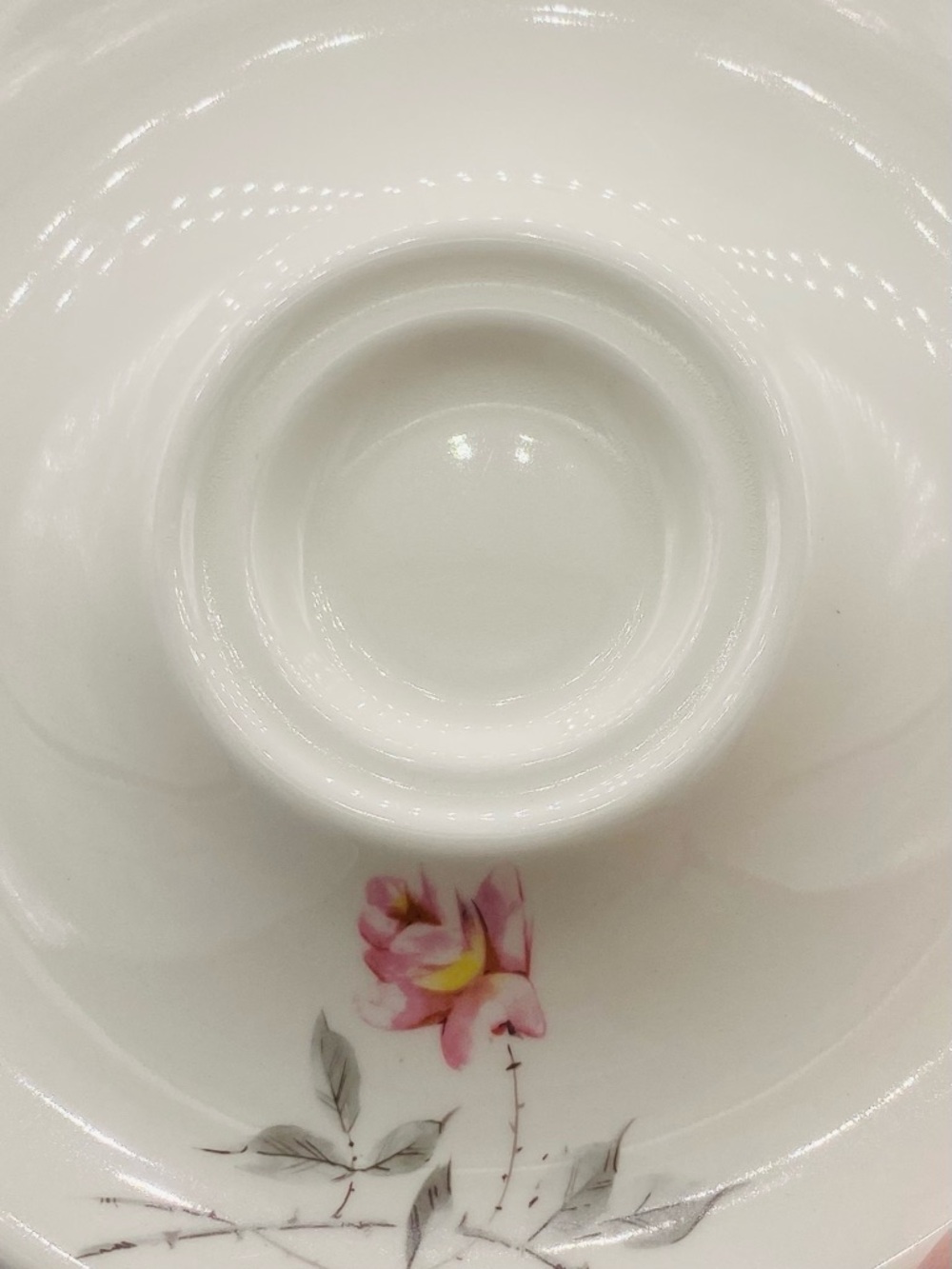 Vintage Cream Pink Rose  Floral Design Porcelain Gravy Boat with Saucer MCM - Picture 7 of 11